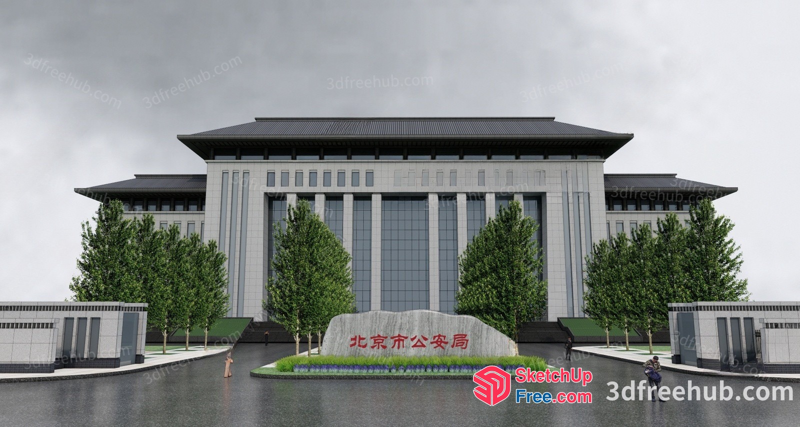 Modern Chinese Building Exterior 3D SketchUp File