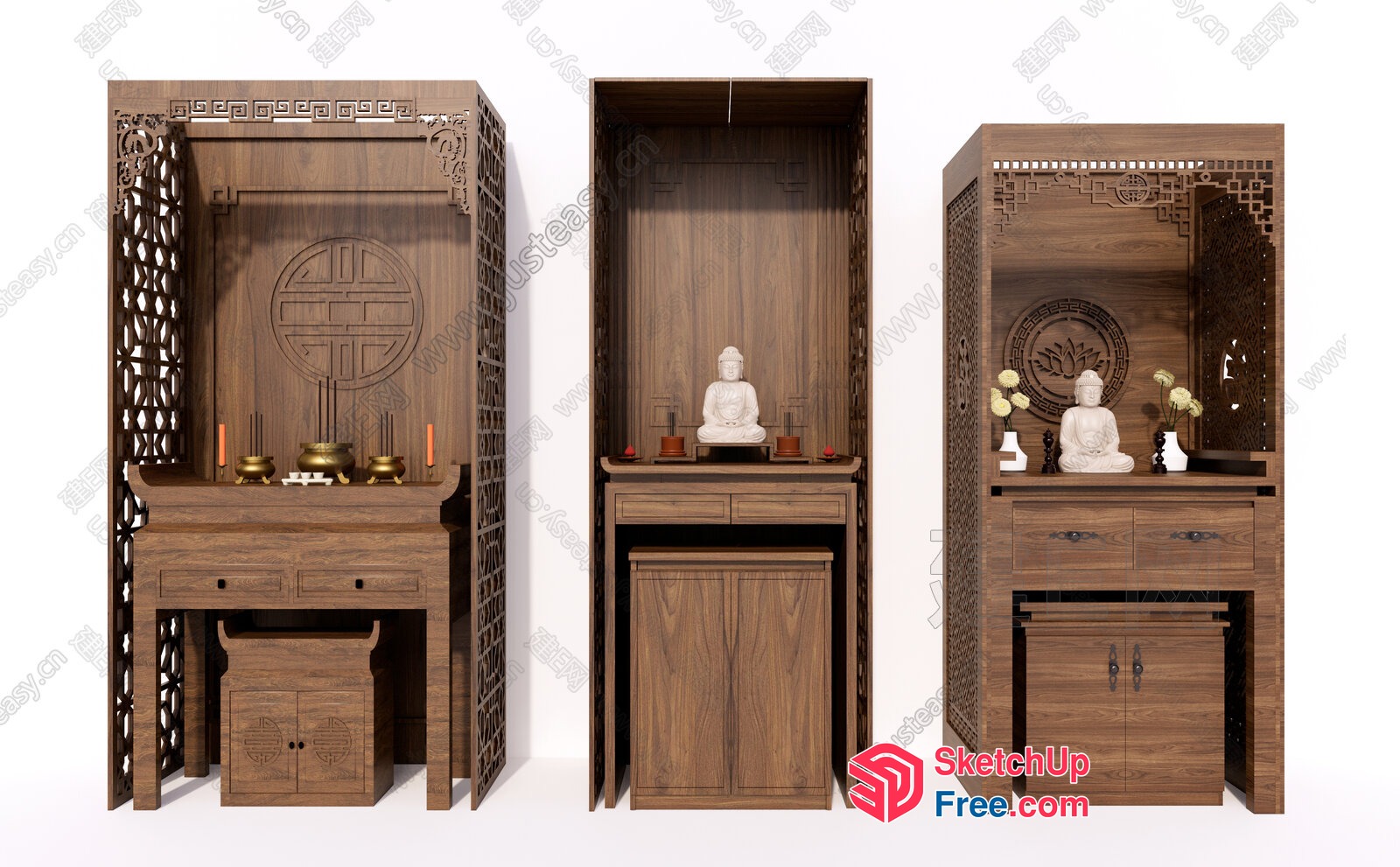 Traditional Asian-Inspired Wooden Shrine 3D SketchUp File