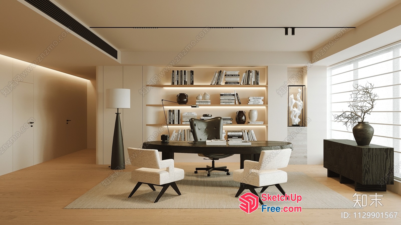 Modern Office Space With Minimalist Furniture And Decor 3D SketchUp File
