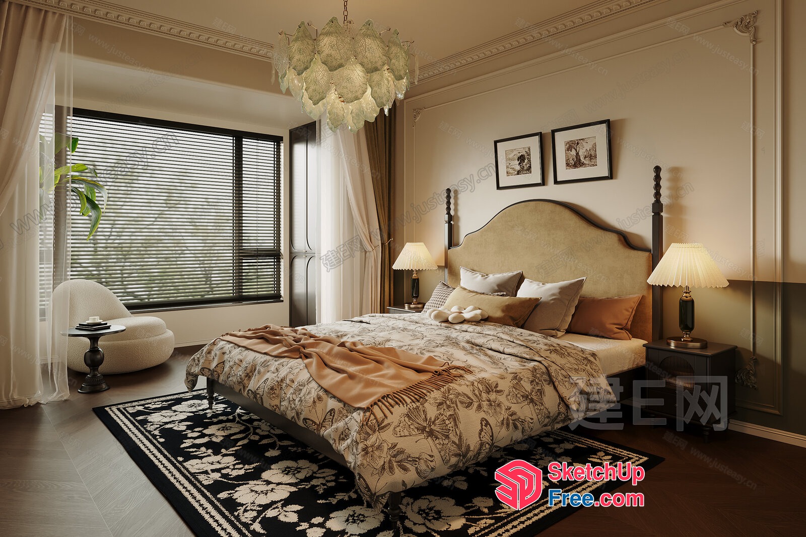 Elegant And Cozy Bedroom Decor 3D SketchUp File
