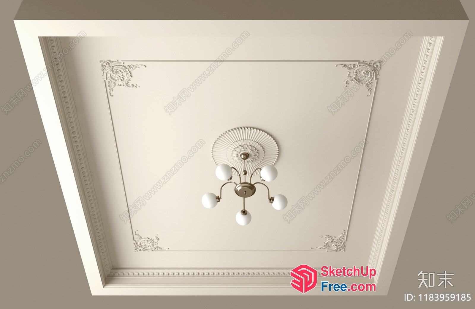 Elegant Ceiling Light Fixture With Ornate Design 3D SketchUp File