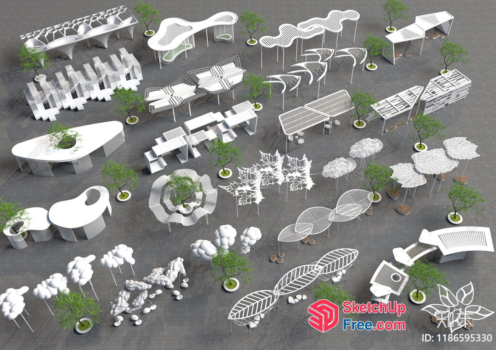 White Modern Outdoor Furniture Collection 3D SketchUp File
