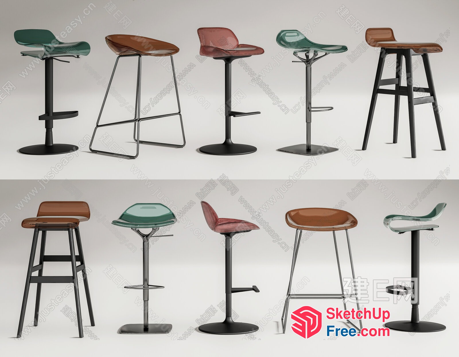 Modern Bar Stools And Chairs Collection 3D SketchUp File