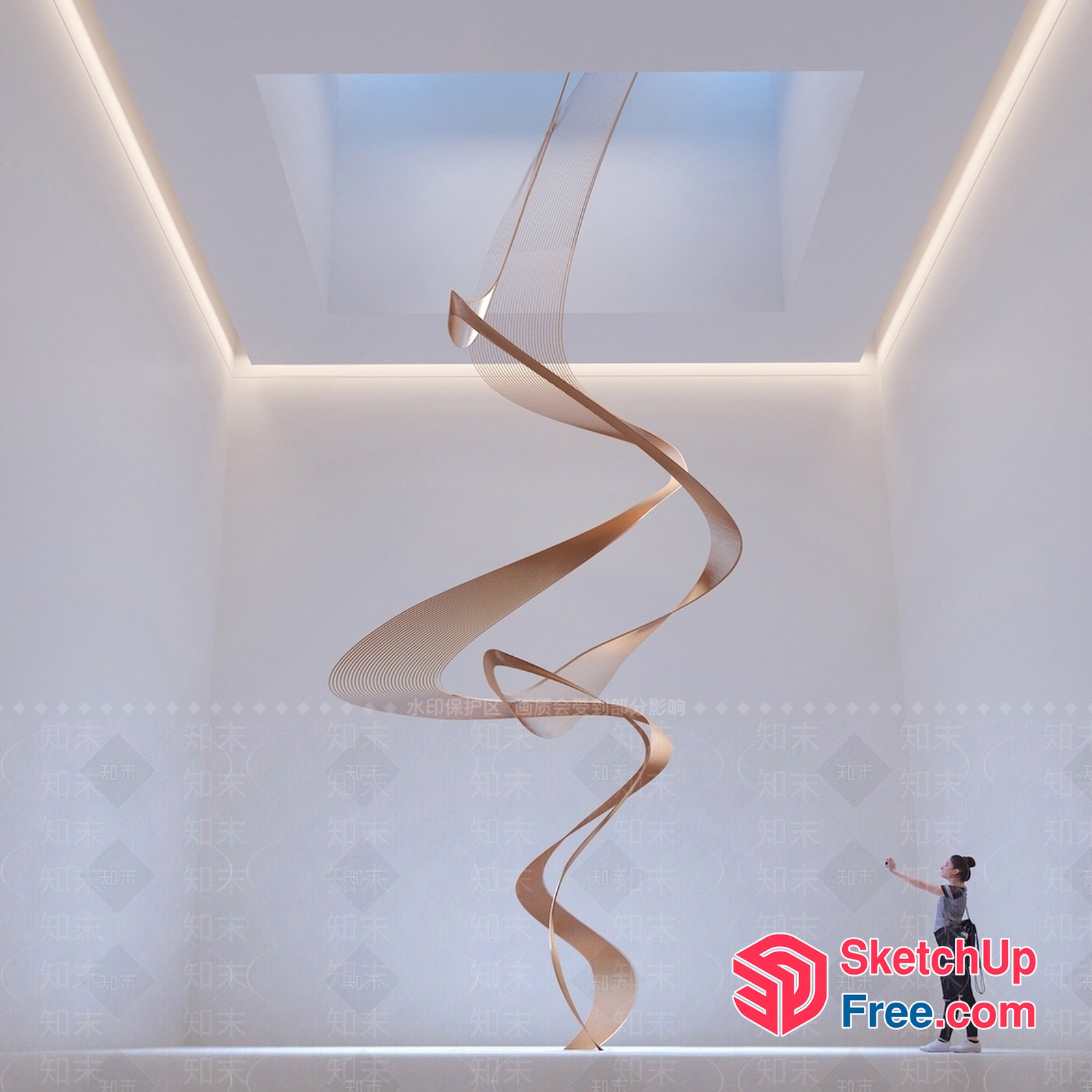 Elegant Ribbon Sculpture Installation 3D SketchUp File