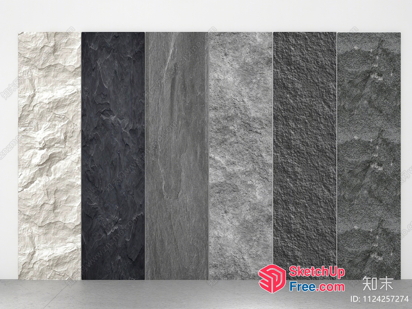 Five-Toned Textured Wall Panels 3D SketchUp File
