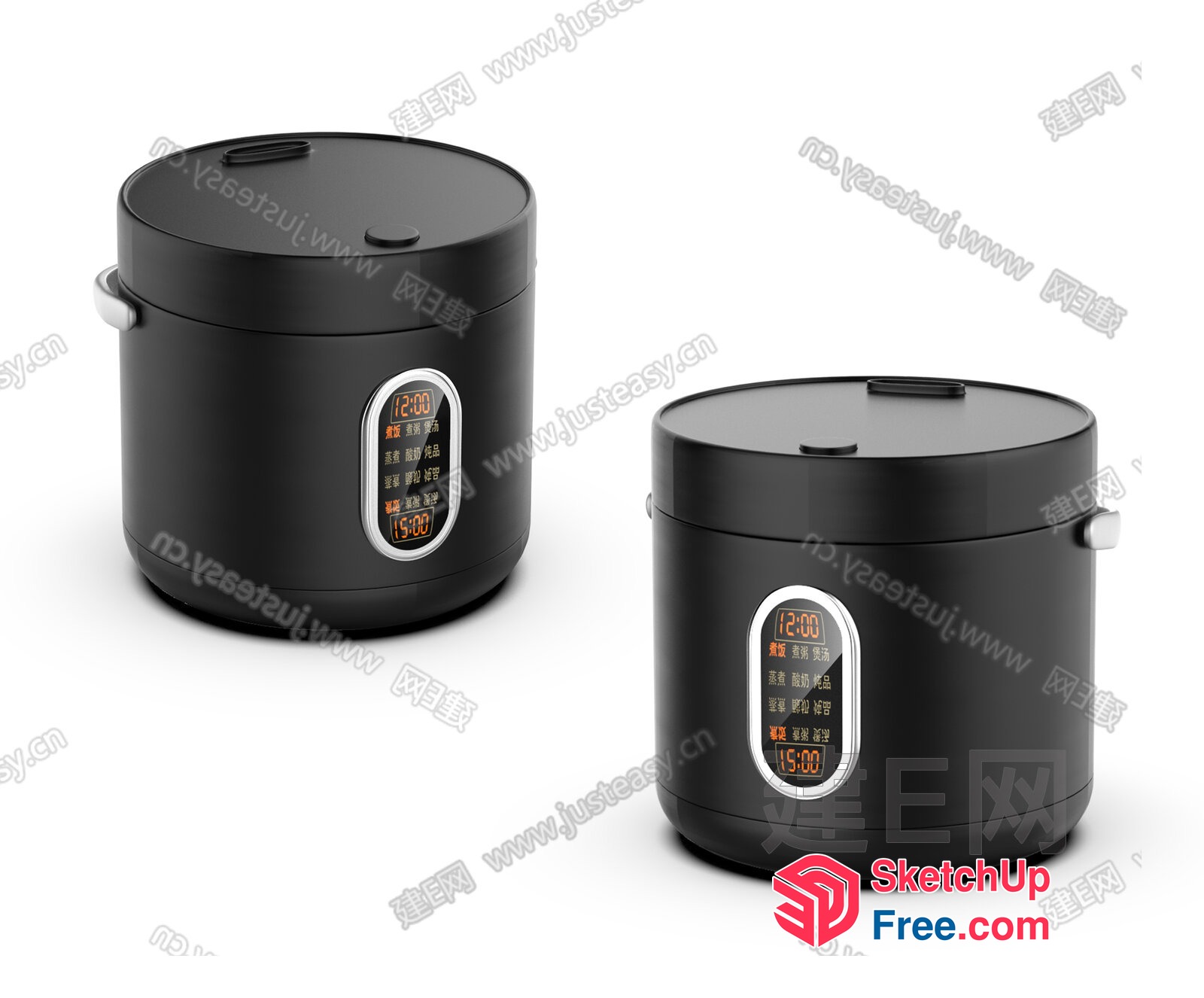 Digital Clock Display On Modern Black Containers 3D SketchUp File
