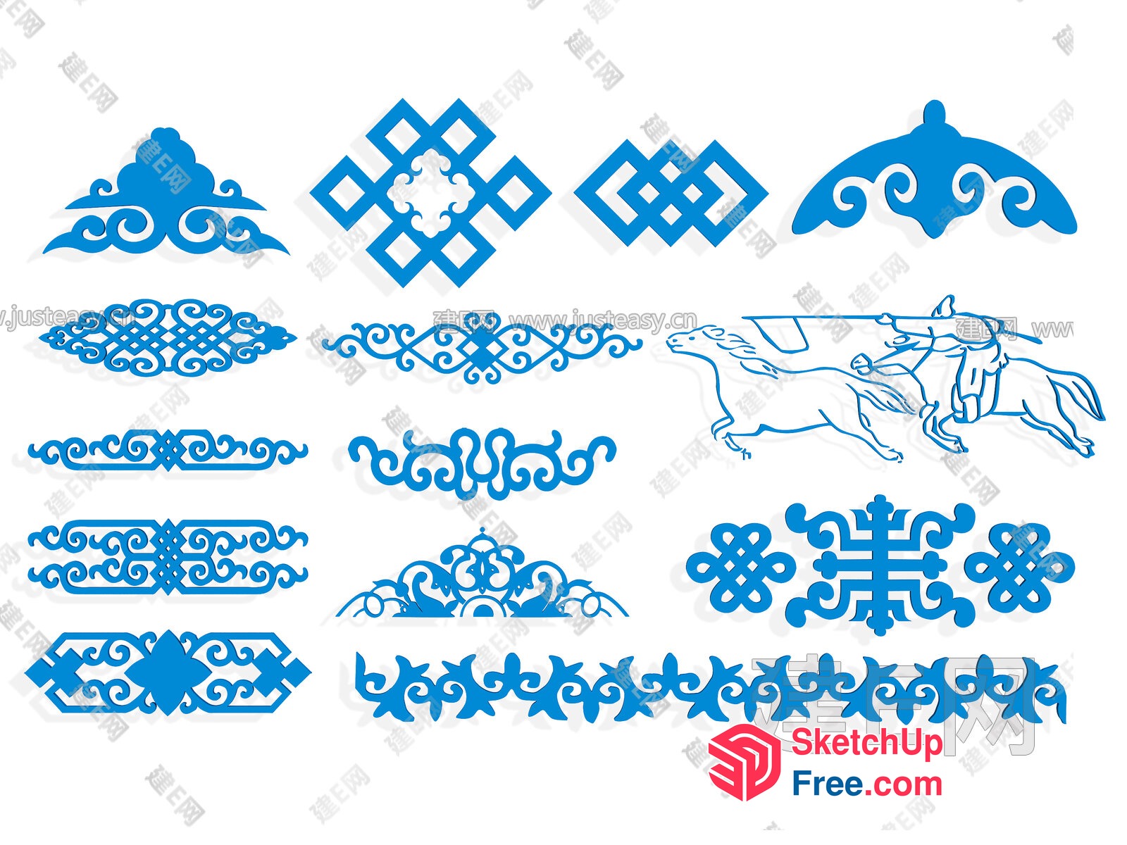 Elegant Blue Decorative Designs 3D SketchUp File