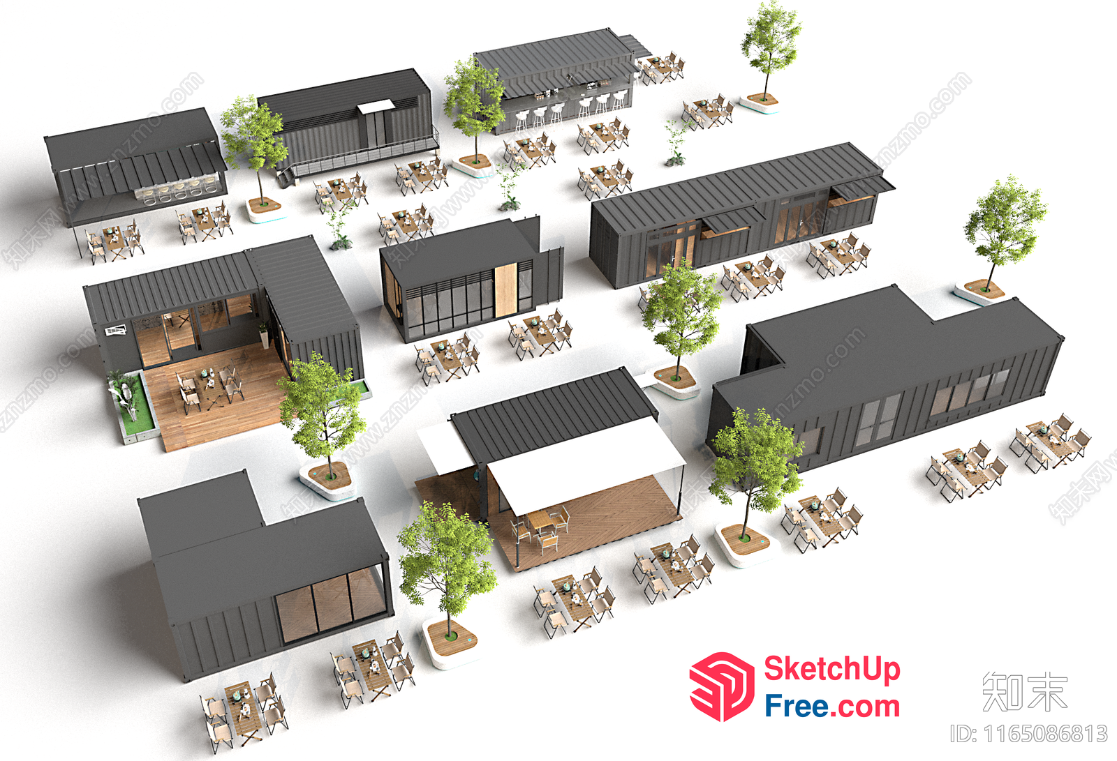 Modern Container Homes With Outdoor Seating Areas 3D SketchUp File