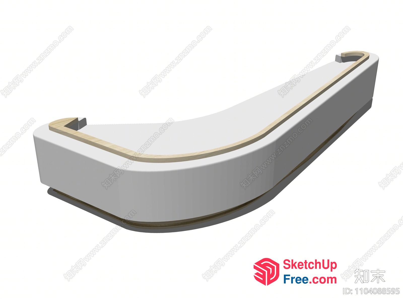 Long, Curved, White Reception Desk With Wooden Accents 3D SketchUp File