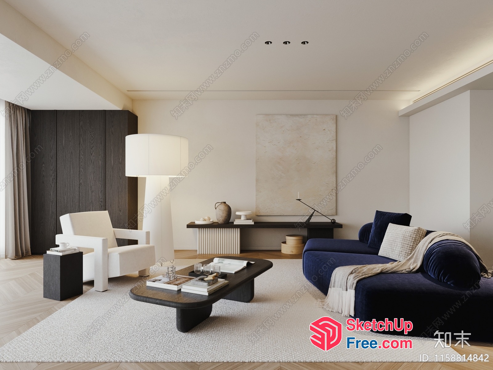 Elegant Minimalist Living Room With Modern Furniture 3D SketchUp File