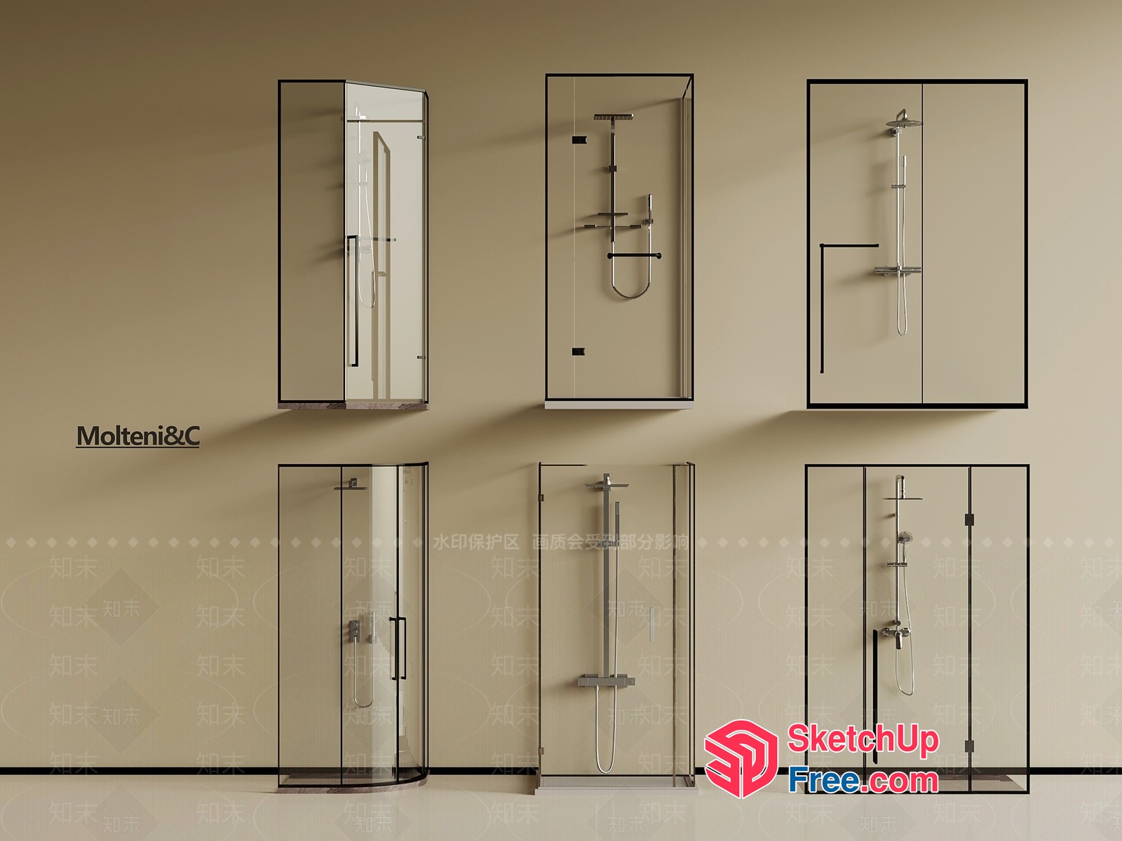 Modern Glass Shower Enclosures Collection 3D SketchUp File