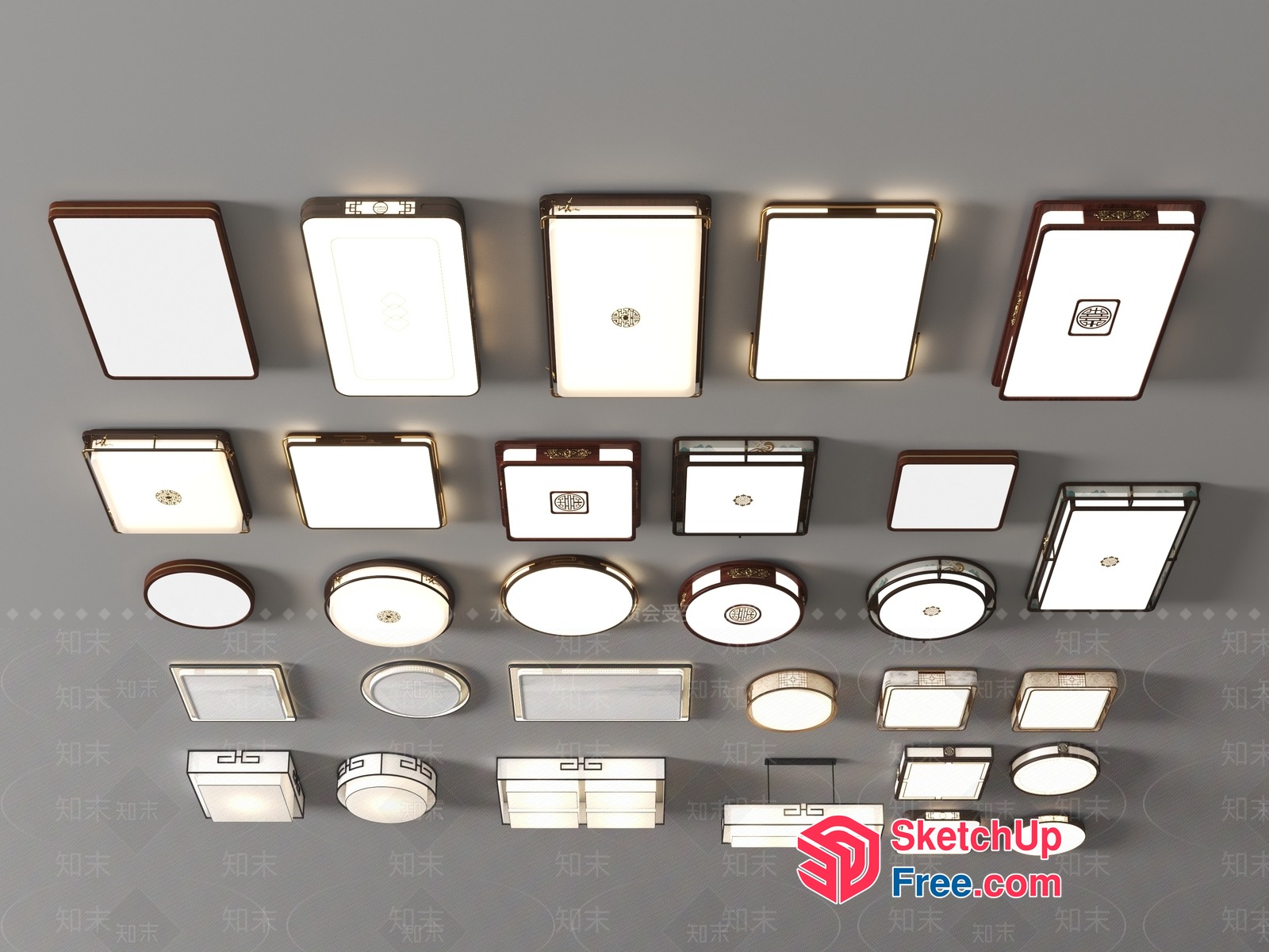 Ceiling Lighting Fixtures Collection 3D SketchUp File