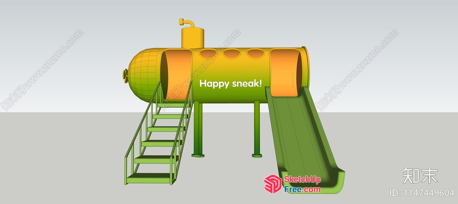 Futuristic Playhouse With Slide And Stairs 3D SketchUp File