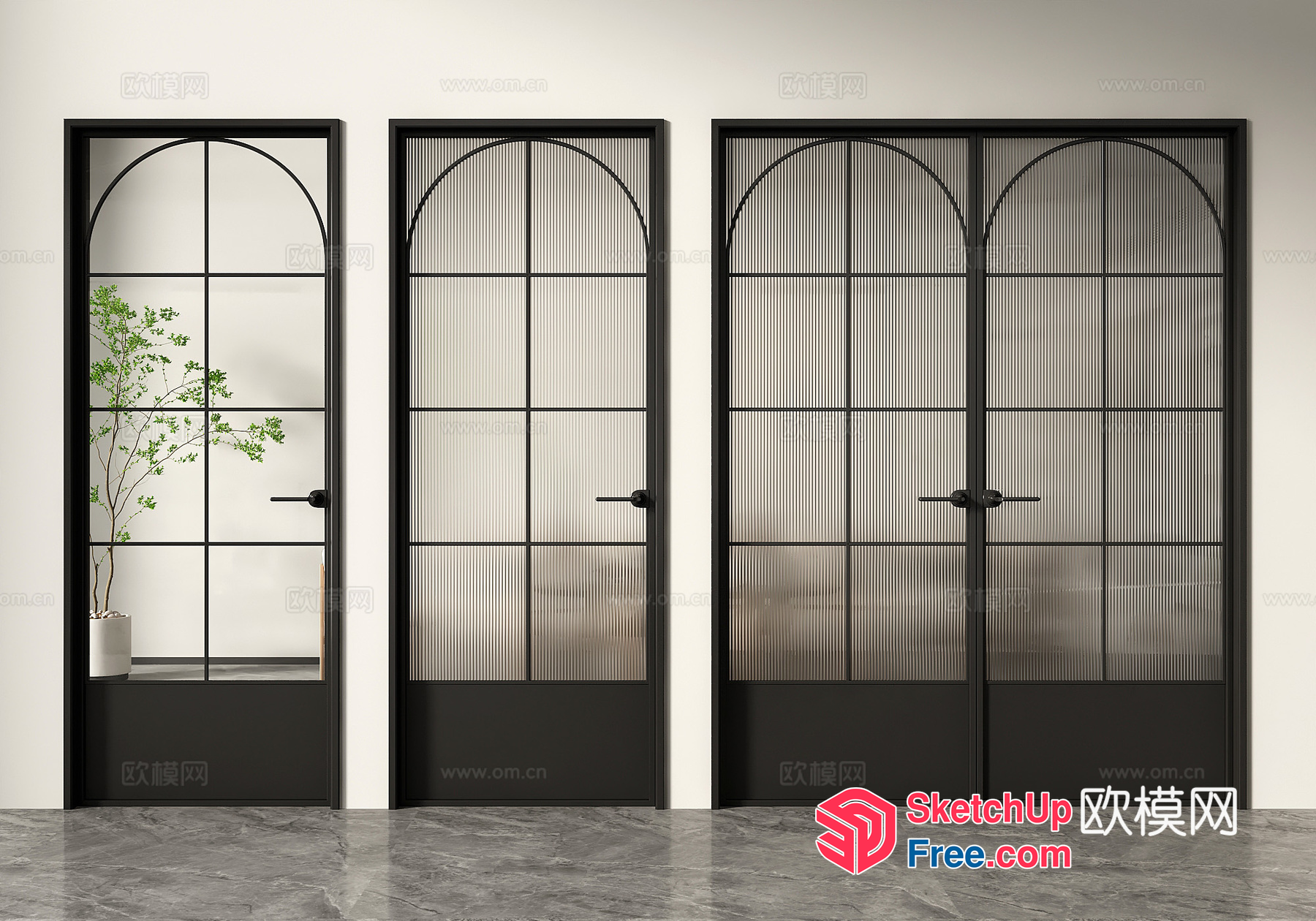 Elegant Black Metal Door And Window Frames 3D SketchUp File