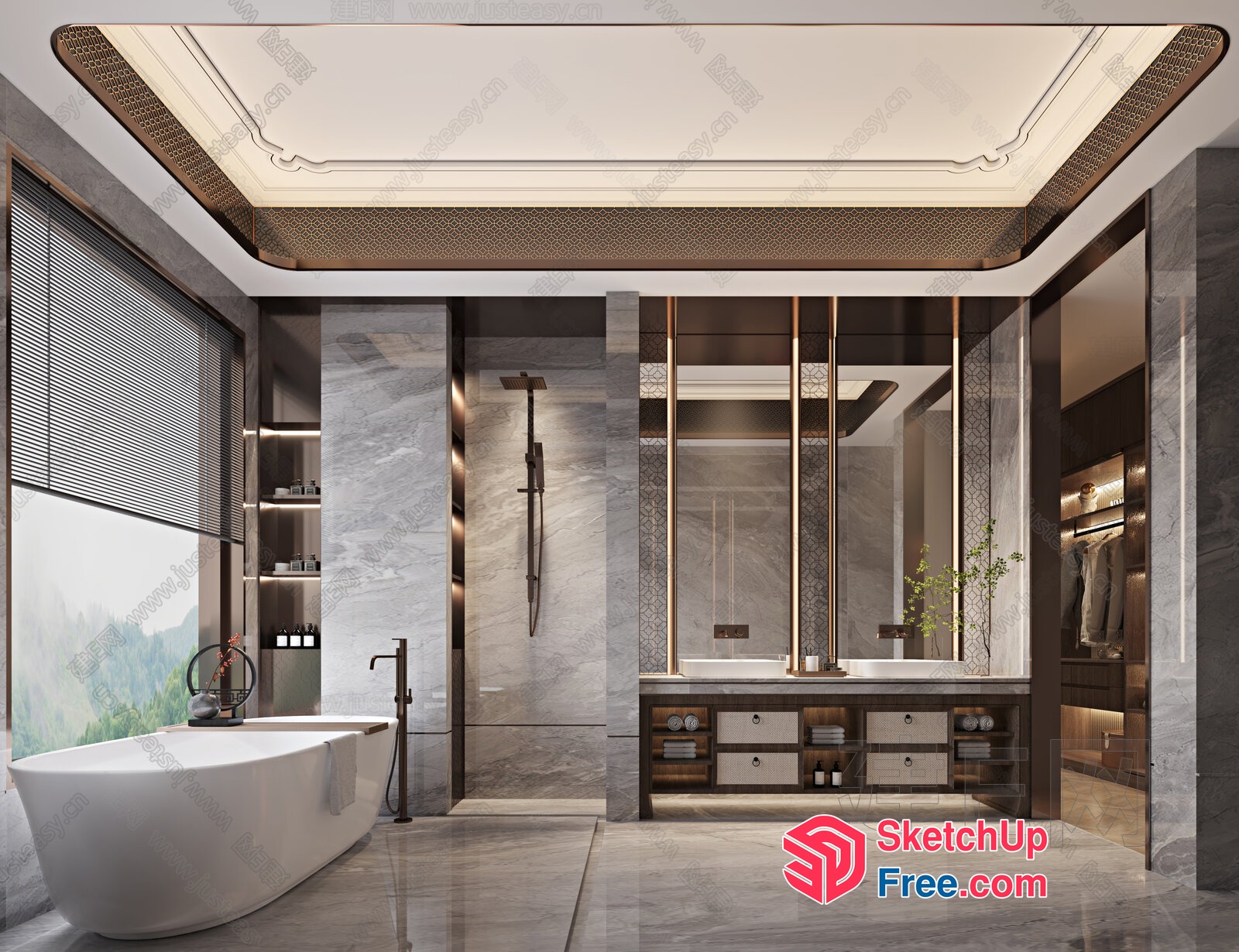 Luxurious Modern Bathroom With Elegant Lighting And Decor 3D SketchUp File