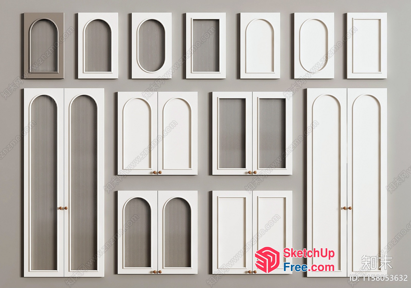 White Arched Door And Window Frames 3D SketchUp File