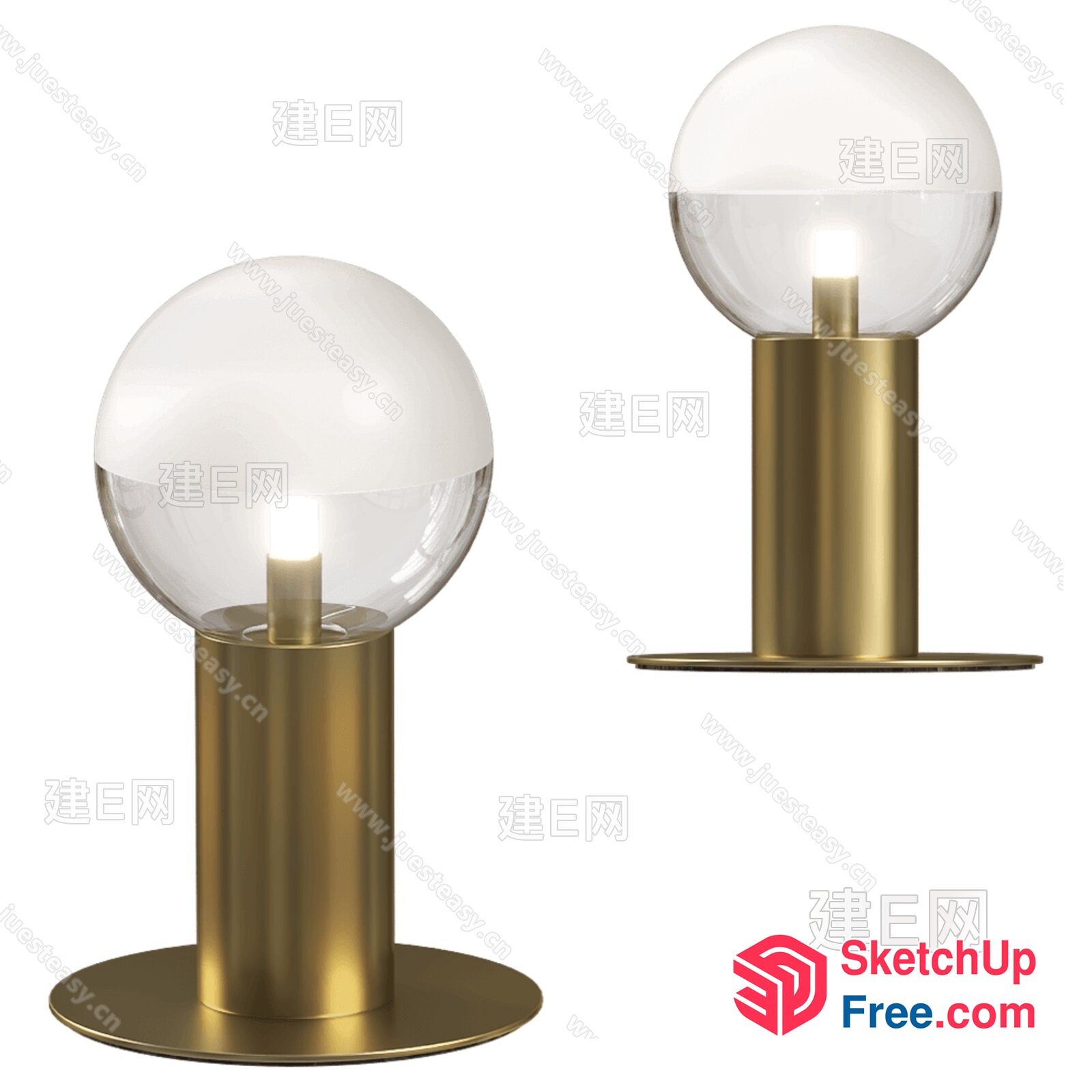 Elegant Table Lamp With Glass Globe 3D SketchUp File