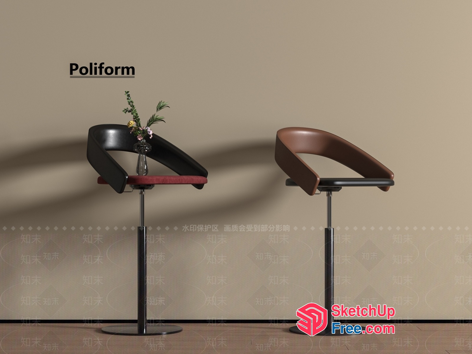 Modern Bar Stools With Adjustable Height And Stylish Design 3D SketchUp File