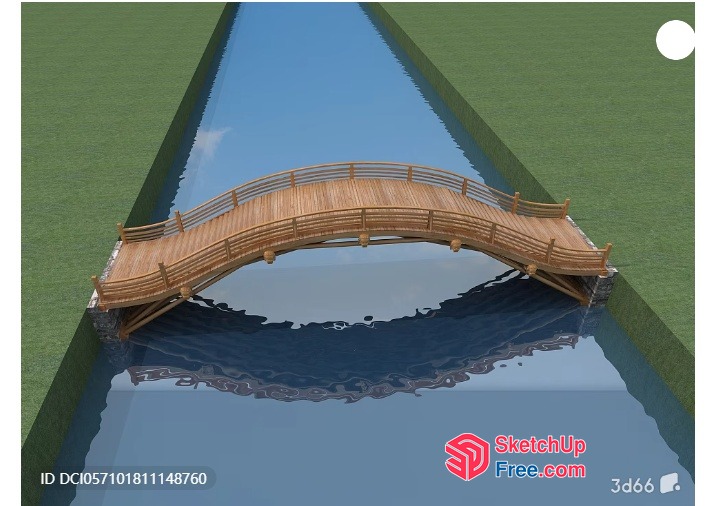 Wooden Bridge Over Water 3D SketchUp File