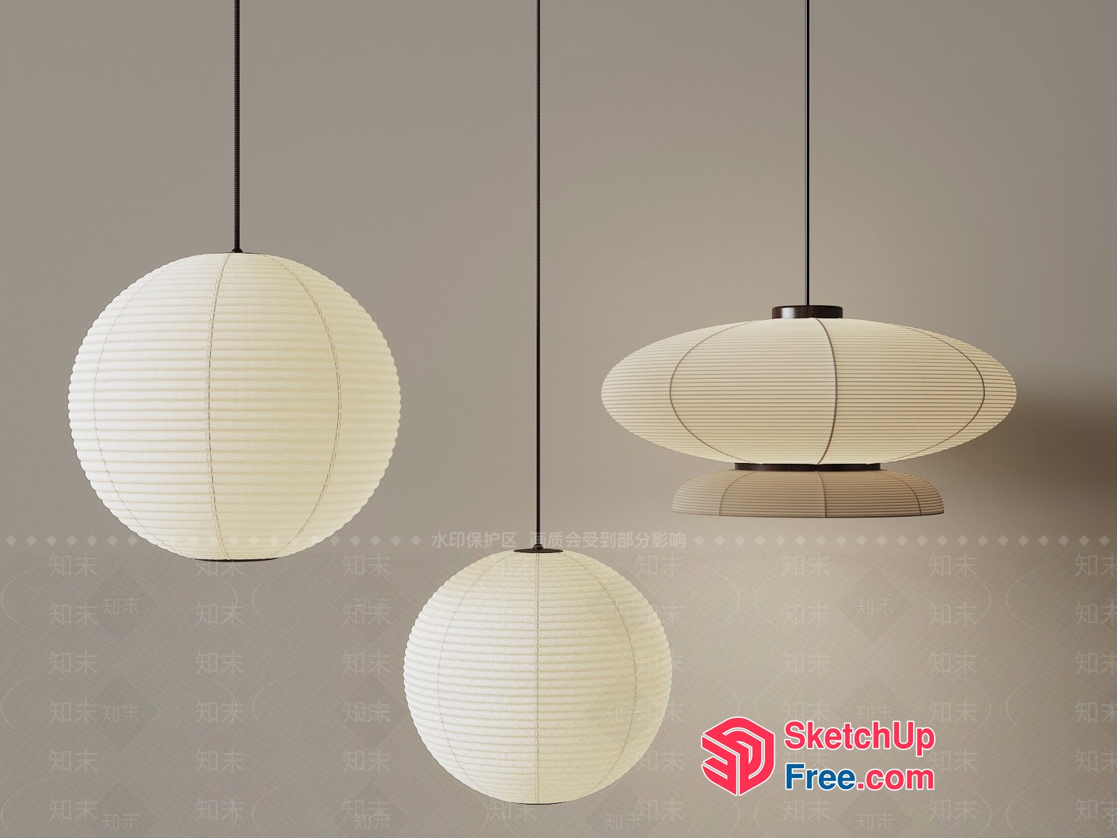 Japanese Style Hanging Lanterns 3D SketchUp File