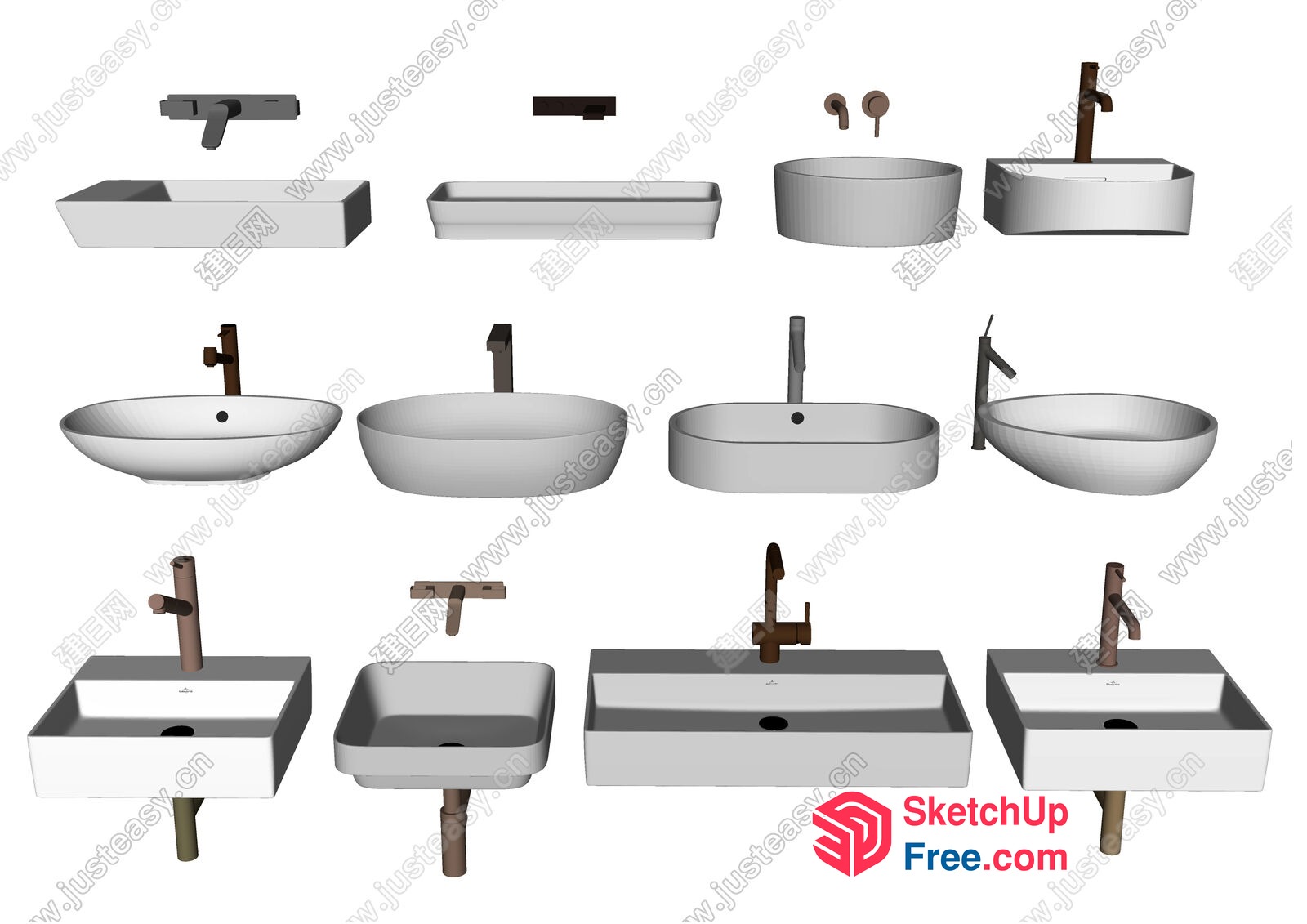 Modern Bathroom Sinks With Faucets 3D SketchUp File