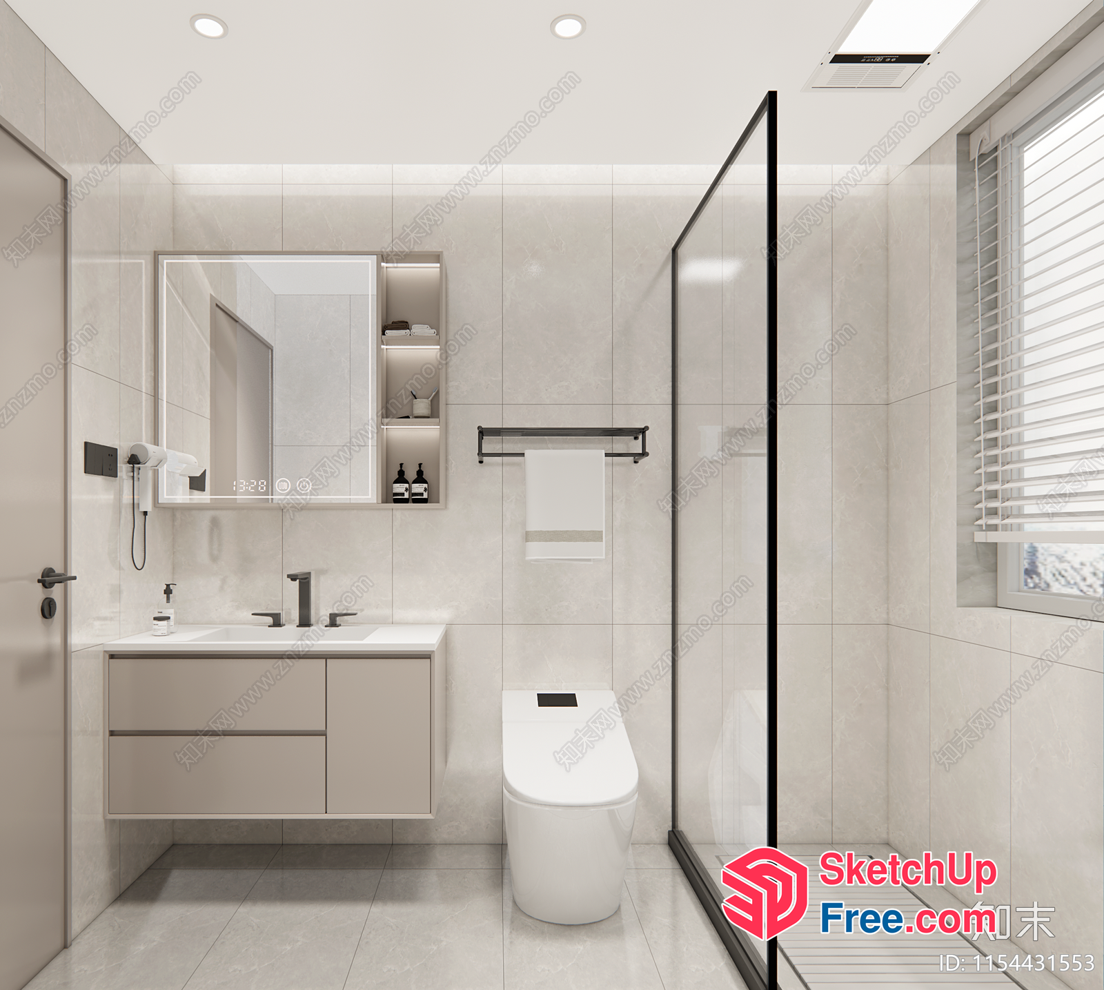 Modern Minimalist Bathroom With Sleek Fixtures 3D SketchUp File