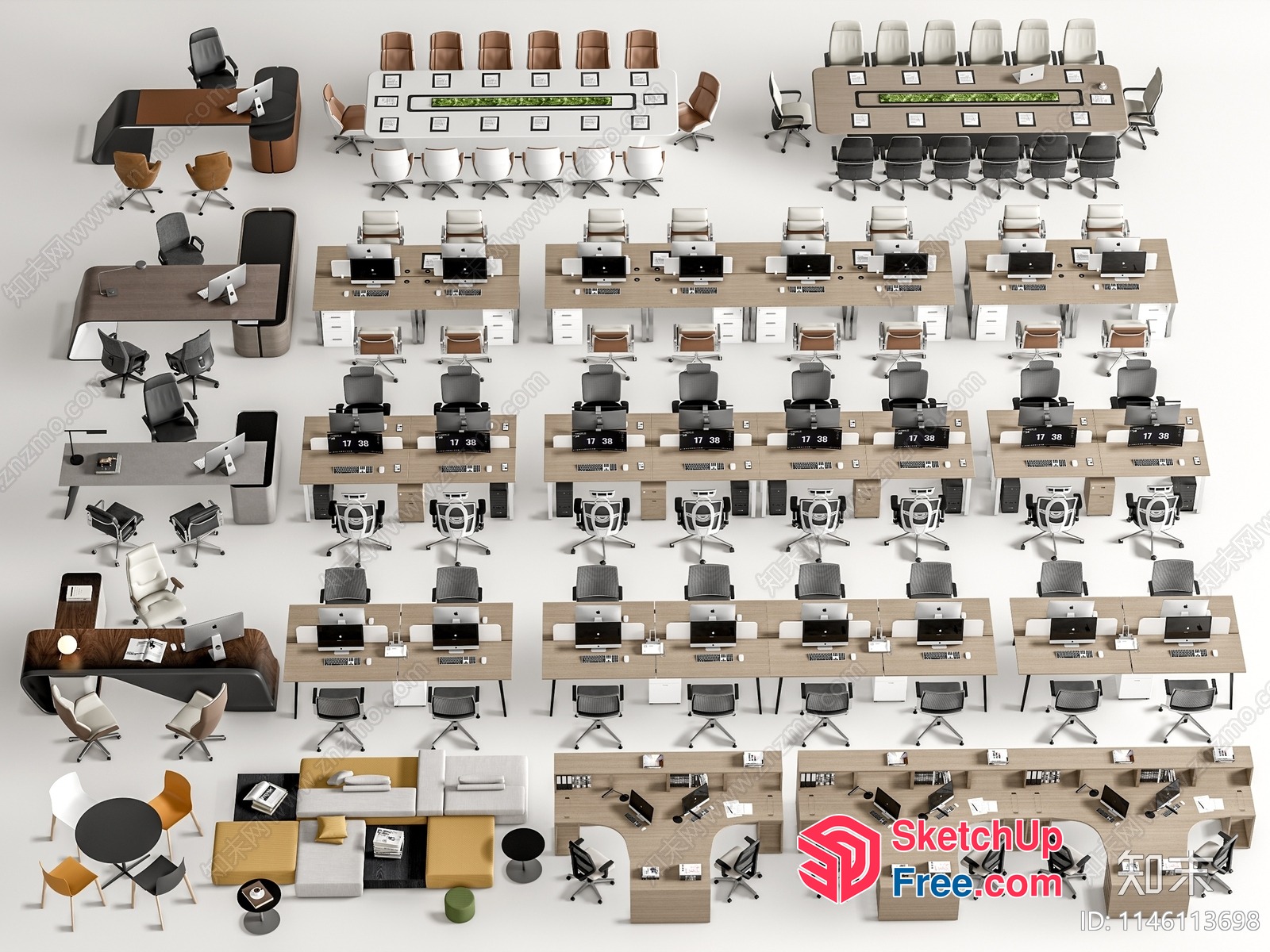 Modern Office Furniture Set 3D SketchUp File
