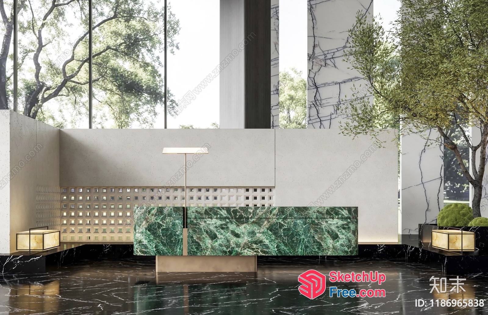 Modern Luxury Living Room With Marble And Glass 3D SketchUp File
