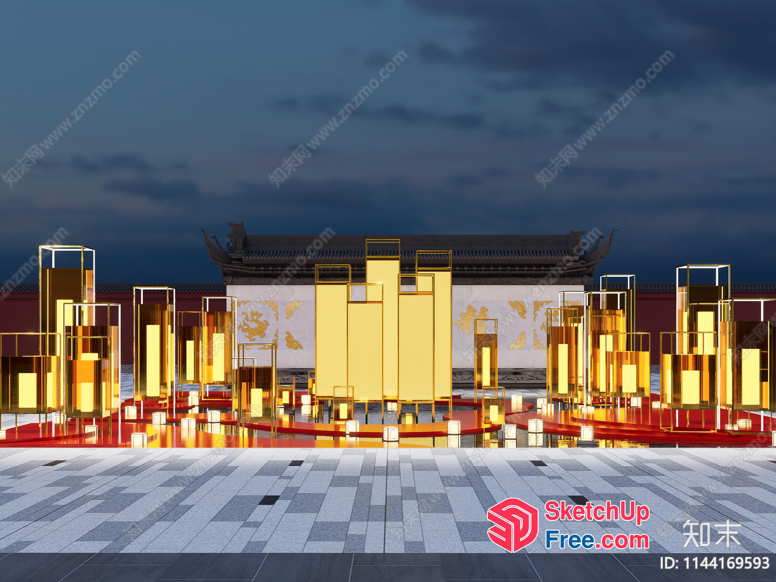Modern Chinese Architecture Scene 3D SketchUp File