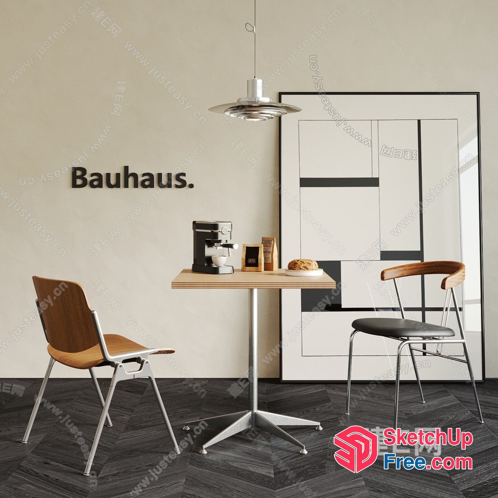 Modern Bauhaus-Inspired Interior Design 3D SketchUp File