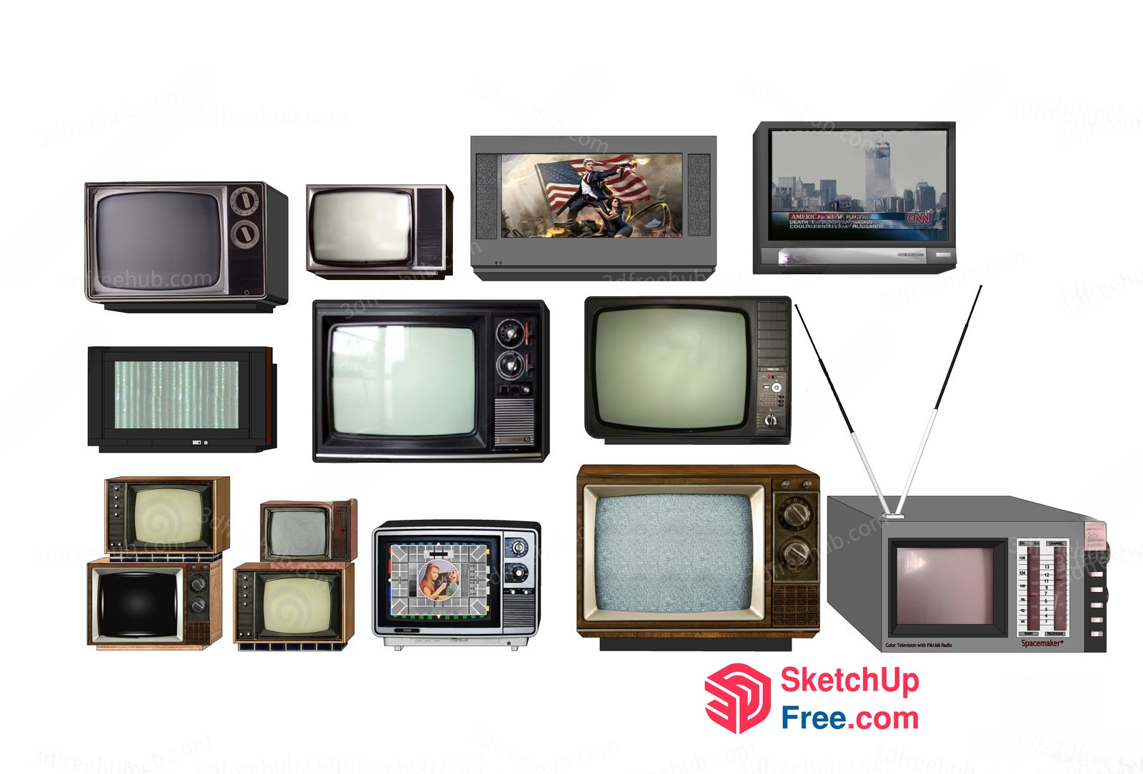 Vintage Television Collection 3D SketchUp File