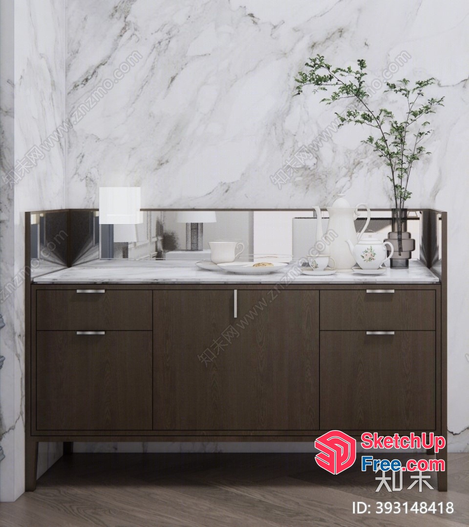 Modern Minimalist Kitchen Counter And Storage 3D SketchUp File