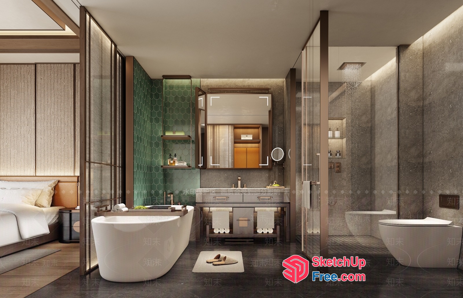 Modern Bathroom With Sleek White Fixtures 3D SketchUp File