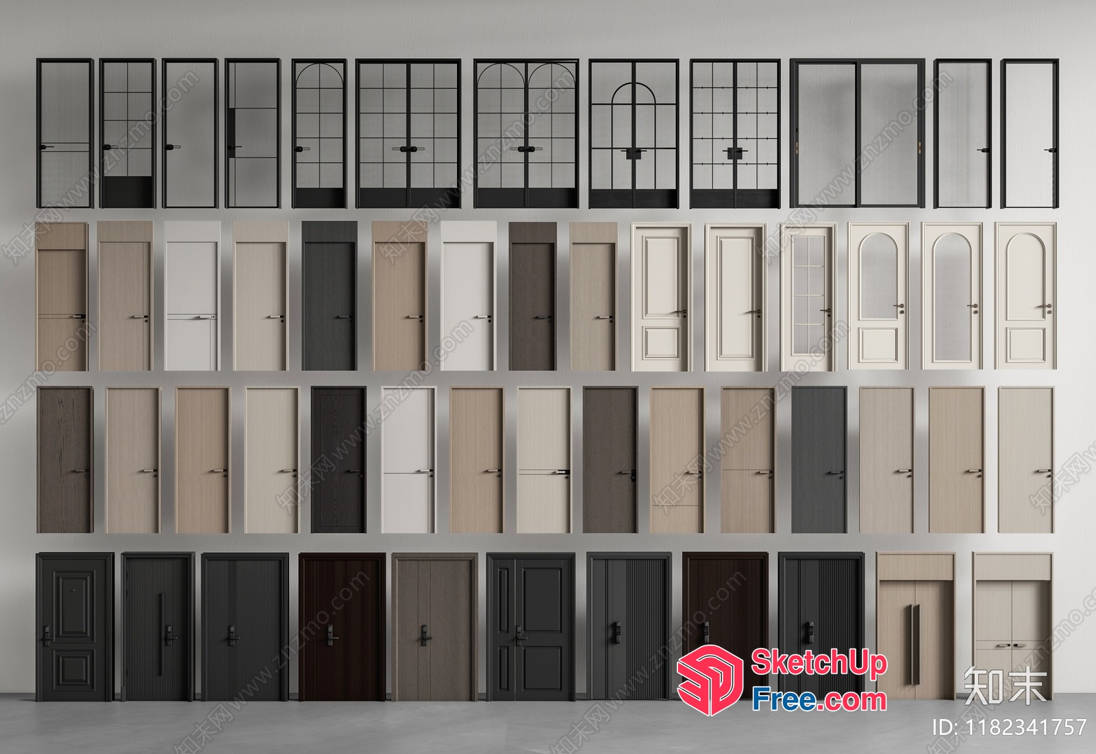 Collection Of Doors And Windows In Various Styles 3D SketchUp File