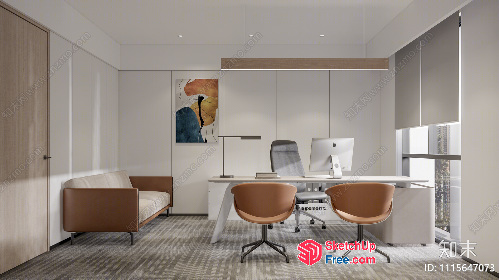 Modern Minimalist Office Interior With Neutral Color Scheme 3D SketchUp File
