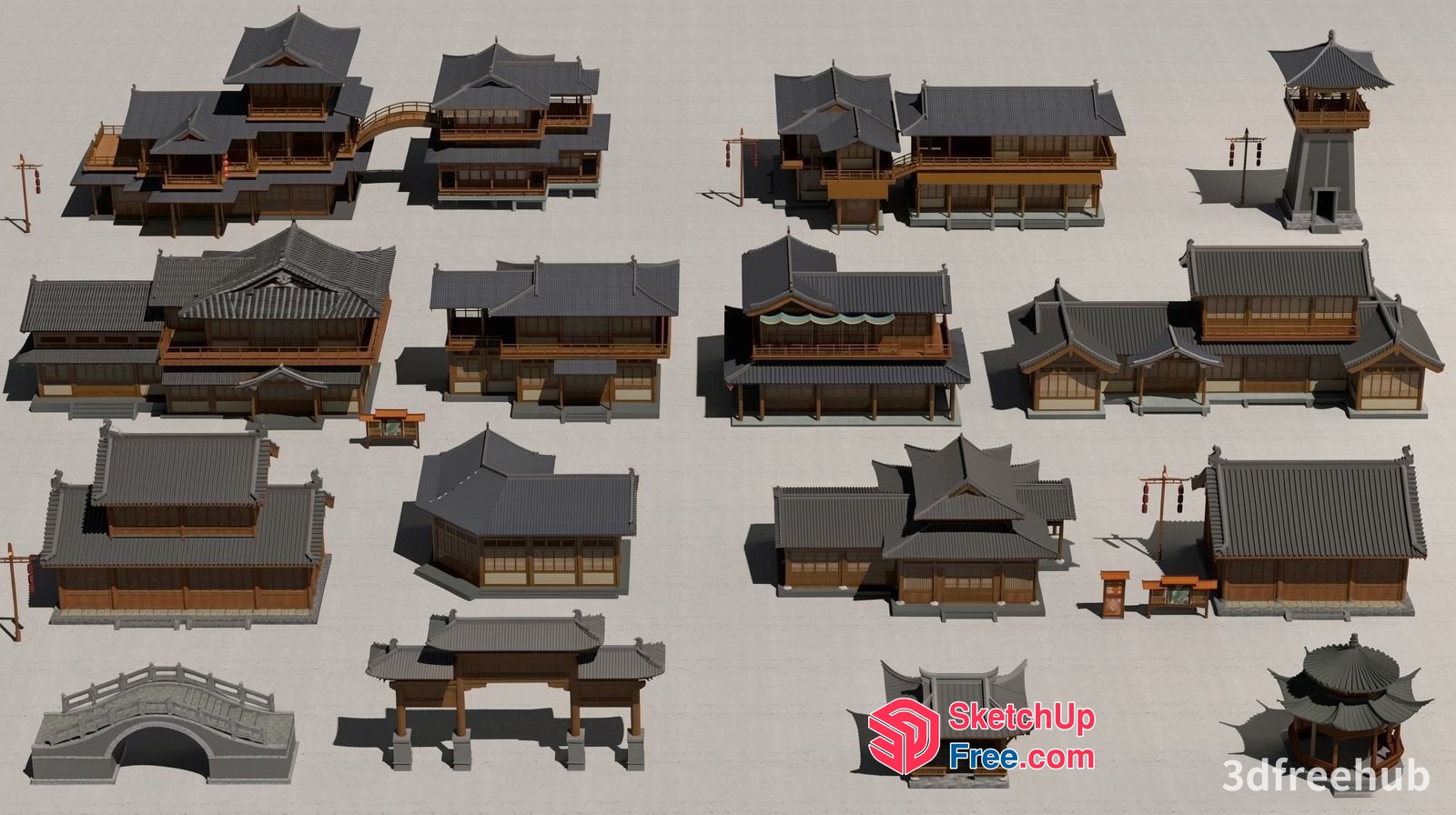 Traditional Japanese Village 3D SketchUp File