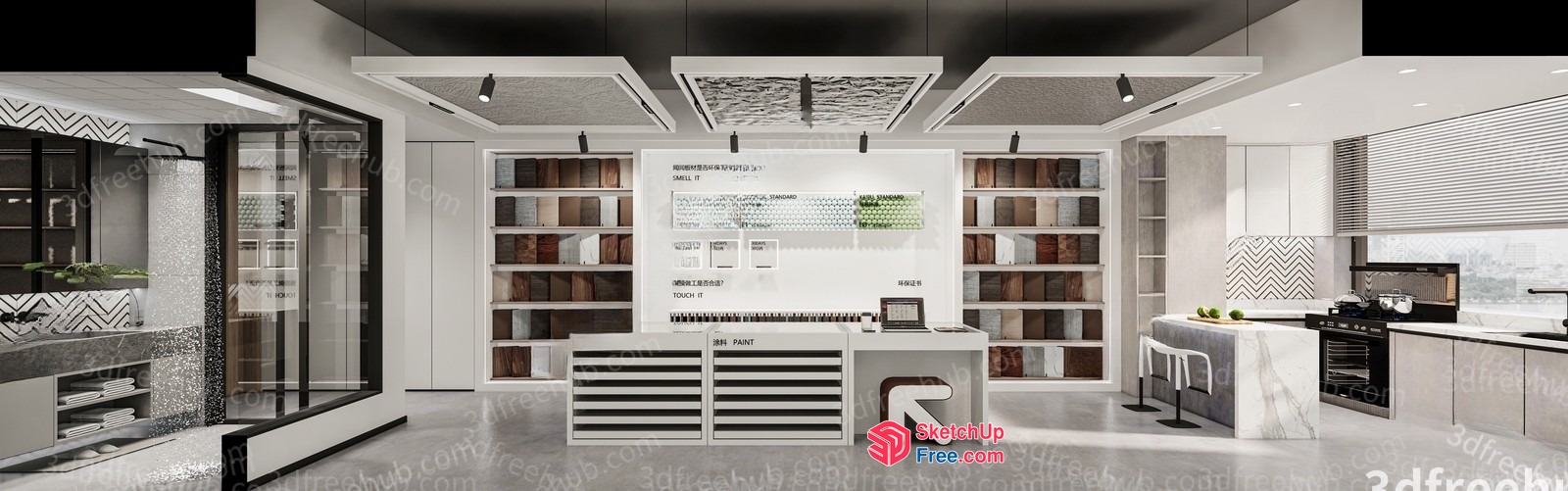 Modern White Office Interior Design 3D SketchUp File