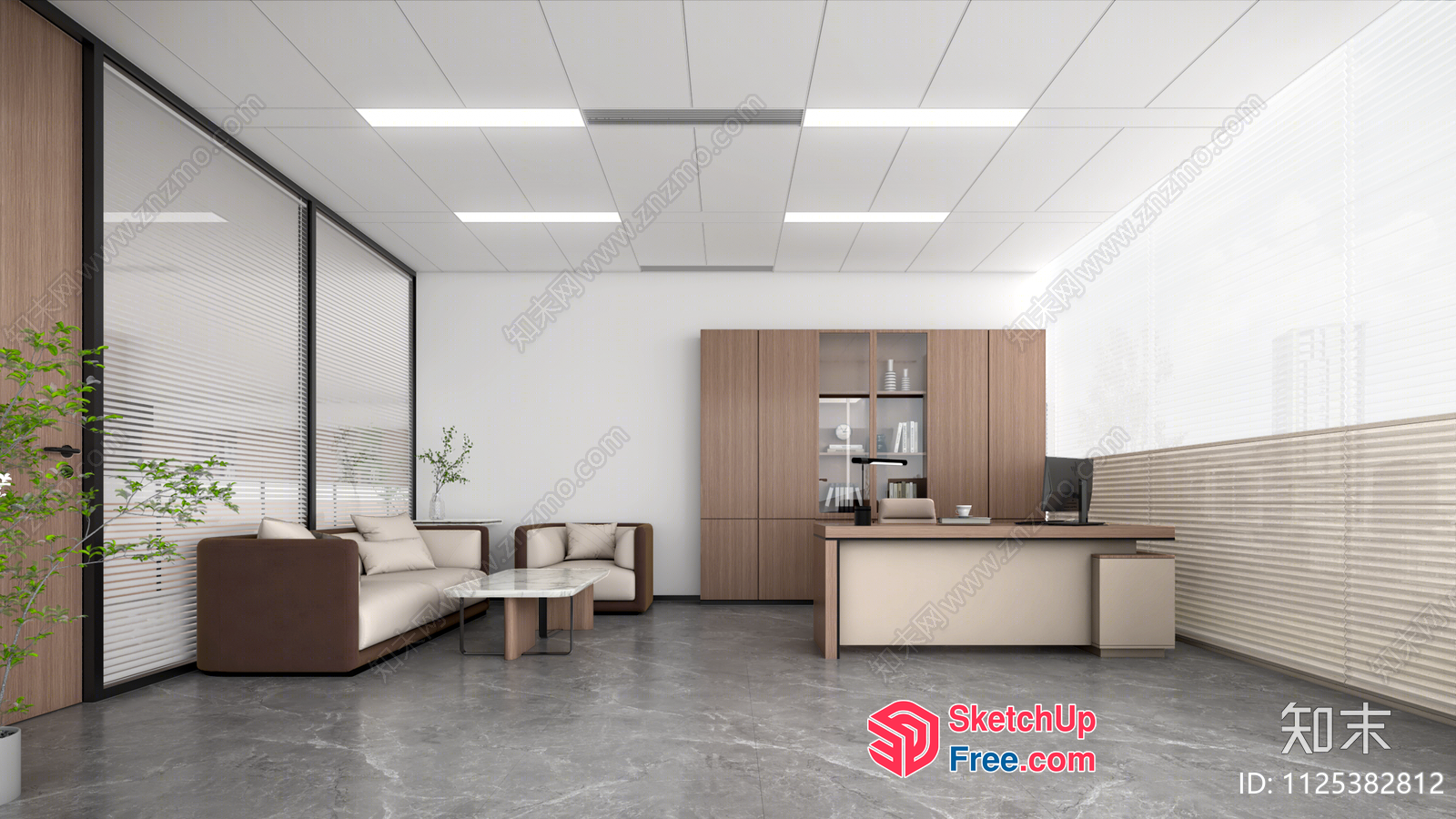 Minimalist Office Space With Sleek Furniture 3D SketchUp File