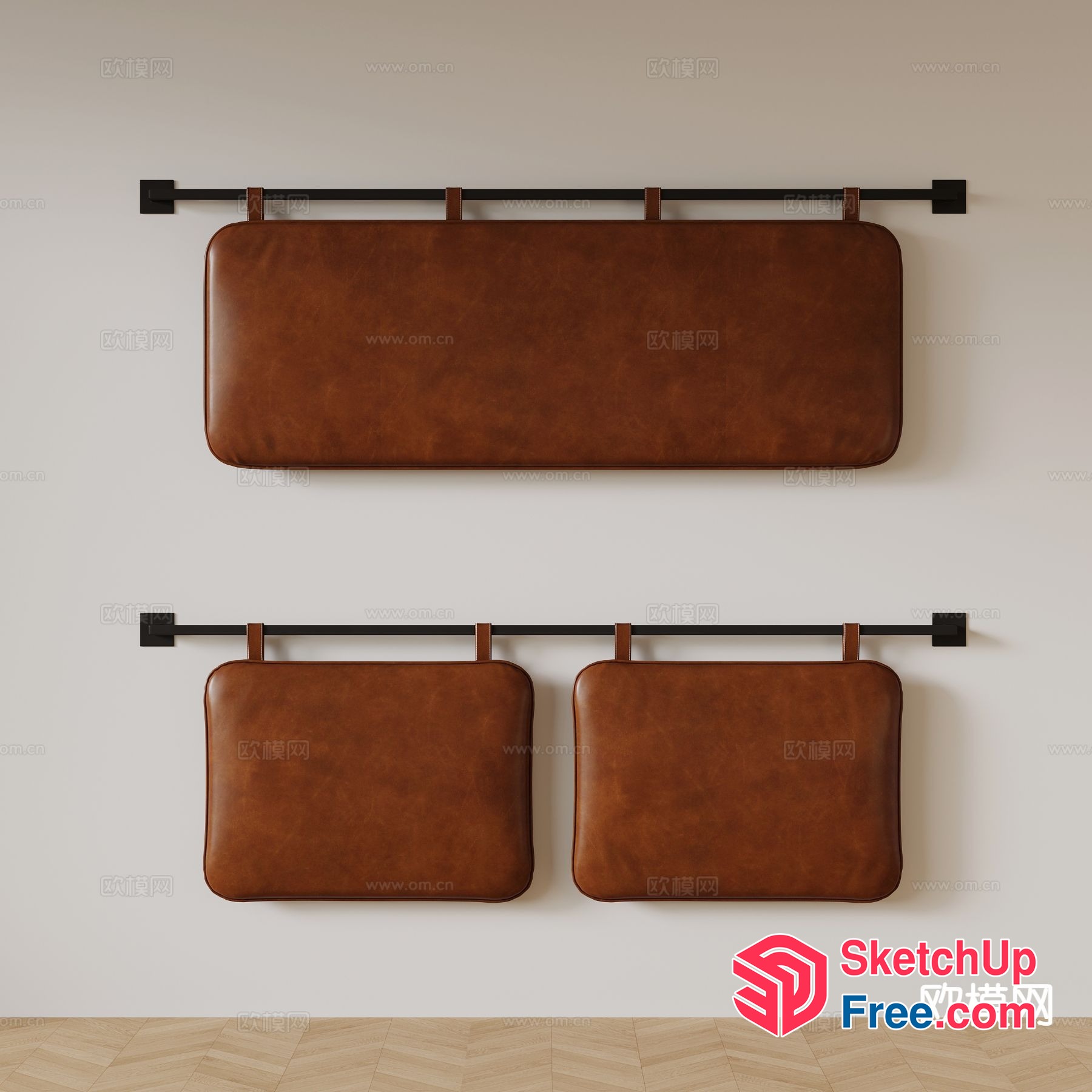 Leather Wall-Mounted Storage Pads 3D SketchUp File