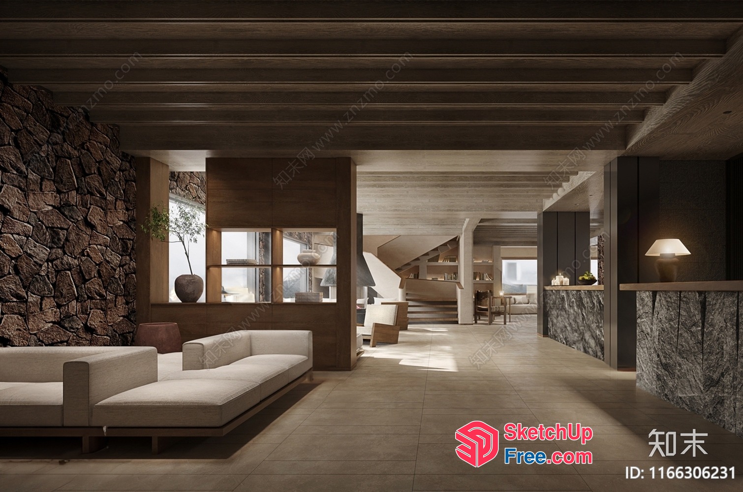 Modern Minimalist Japanese Style Interior Design 3D SketchUp File