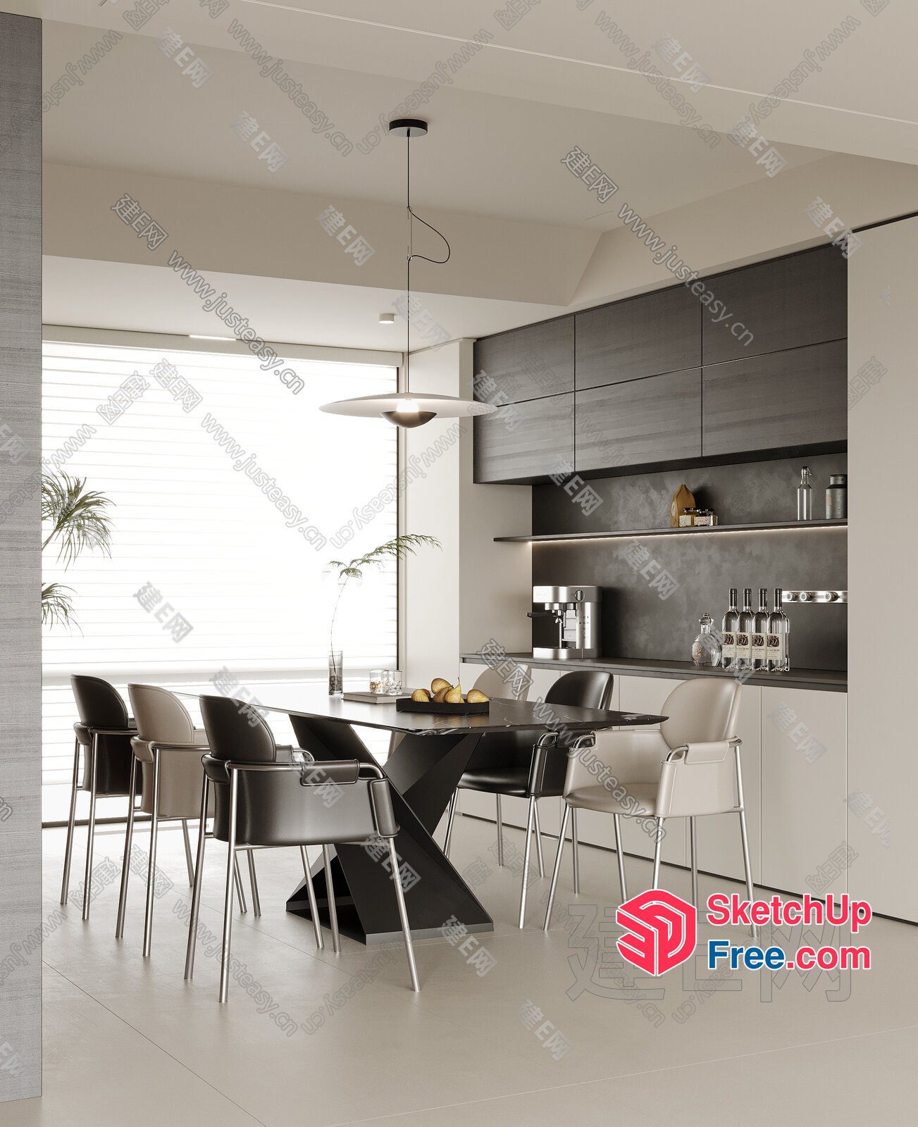 Modern Minimalist Dining Room With Sleek Furniture 3D SketchUp File