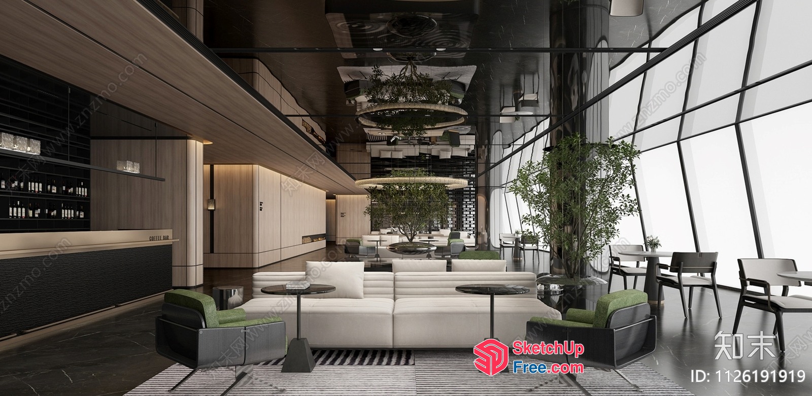 Modern Minimalist Glass Curtain Wall Office Building 3D SketchUp File