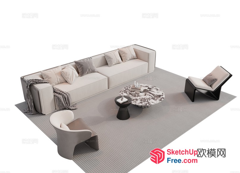 Modern Minimalist Living Room Interior 3D SketchUp File
