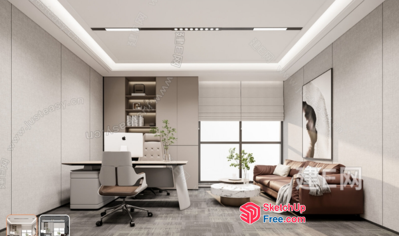 Modern Office Interior With Sleek Furniture And Natural Light 3D SketchUp File