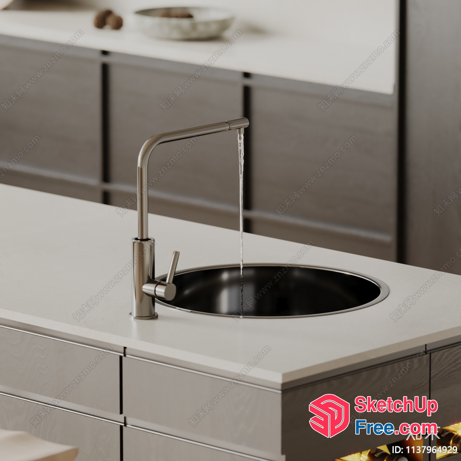 Modern Kitchen Sink With Faucet 3D SketchUp File
