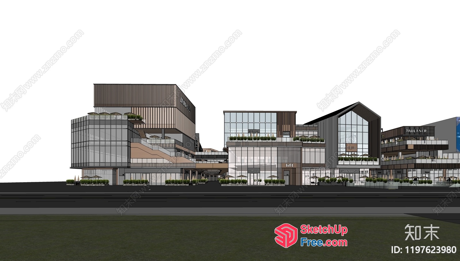 Modern Commercial Building Exterior 3D SketchUp File