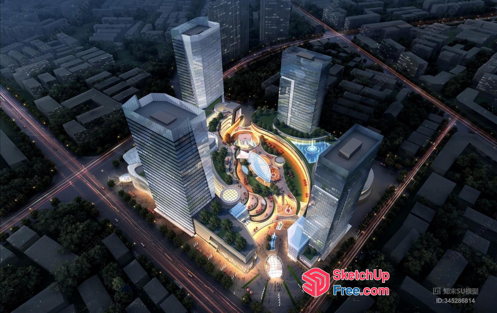 Modern City Center Complex 3D SketchUp File