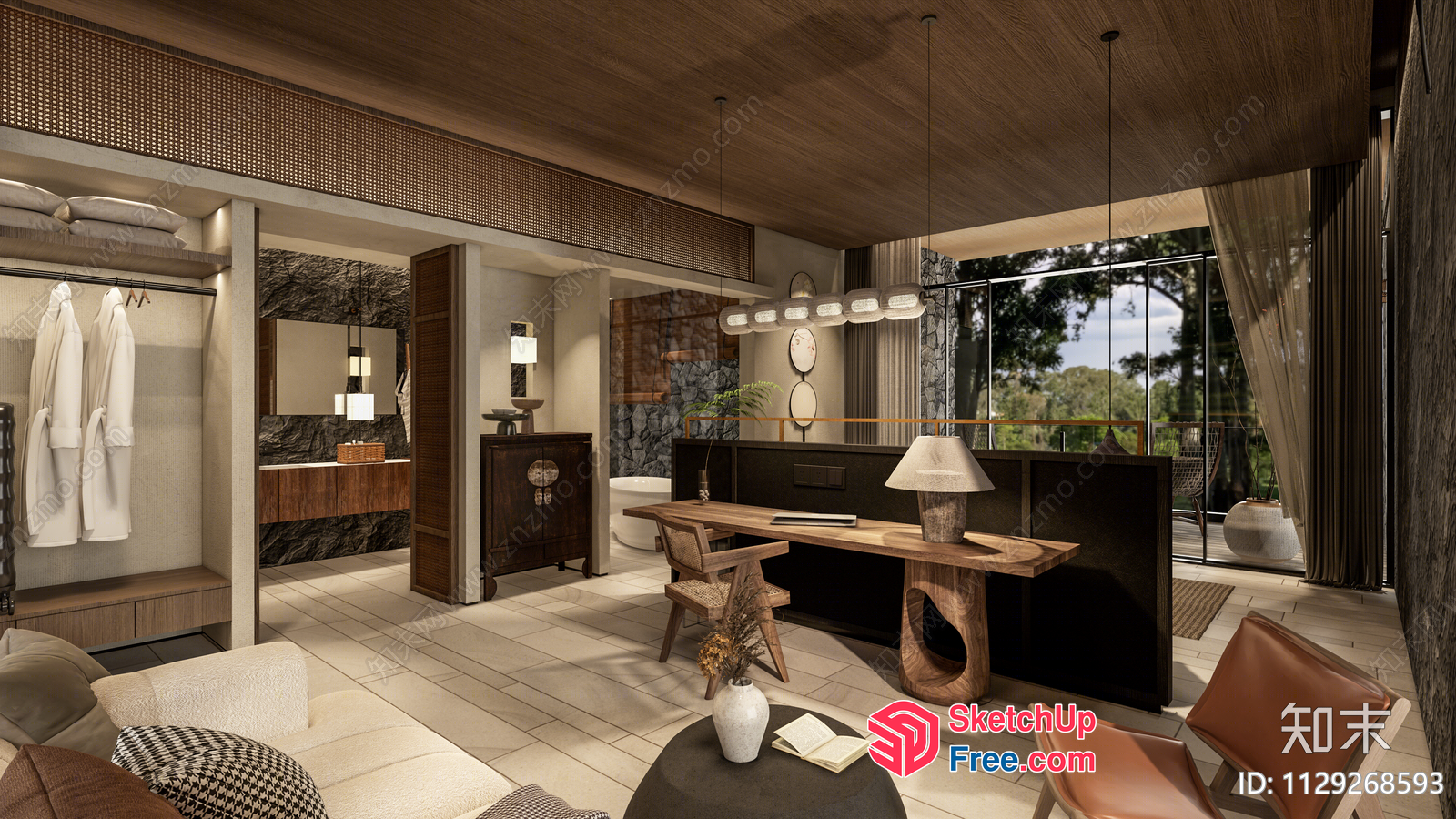Modern Minimalist Japanese Style Interior Design 3D SketchUp File