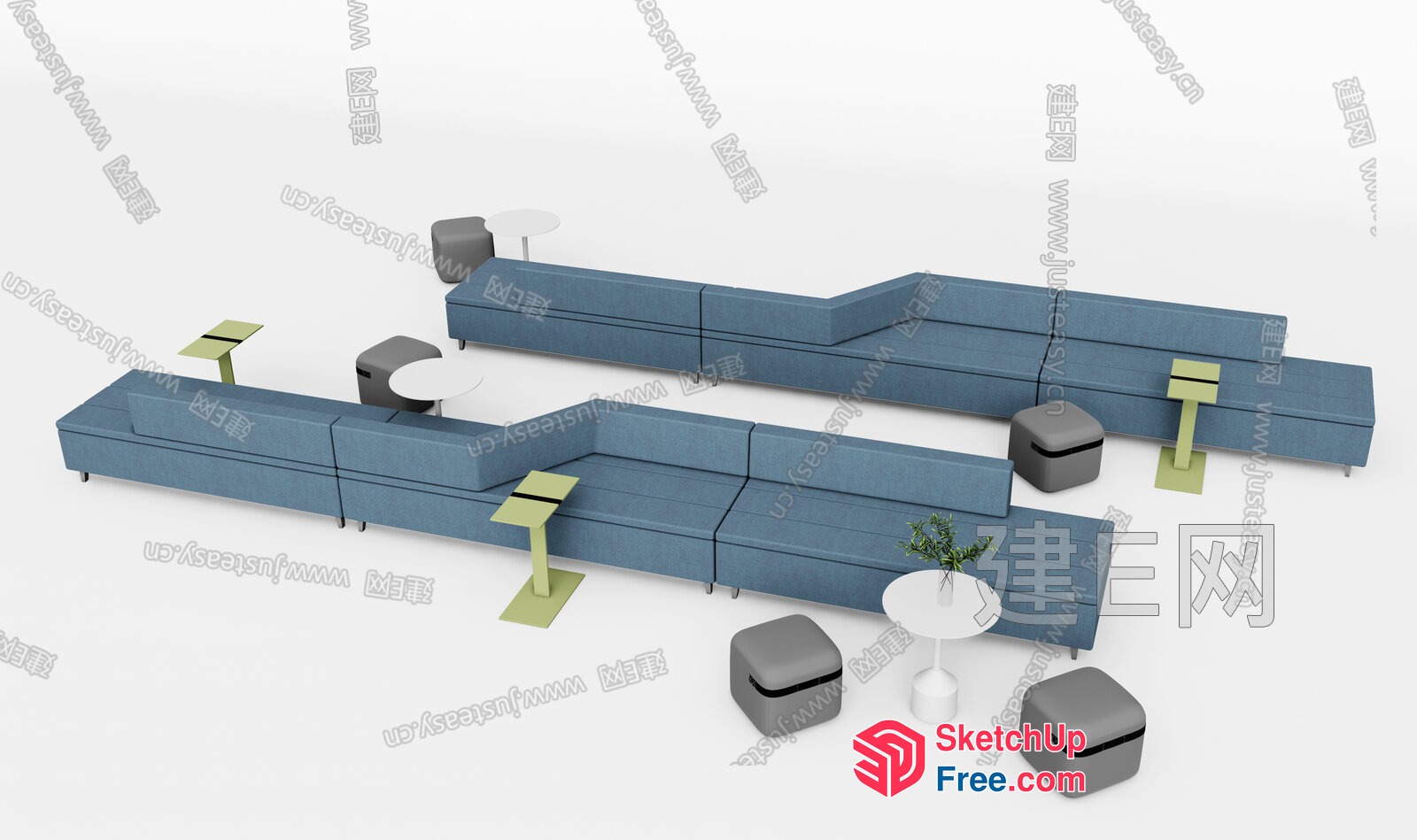 Modern Minimalist Office Furniture Set 3D SketchUp File