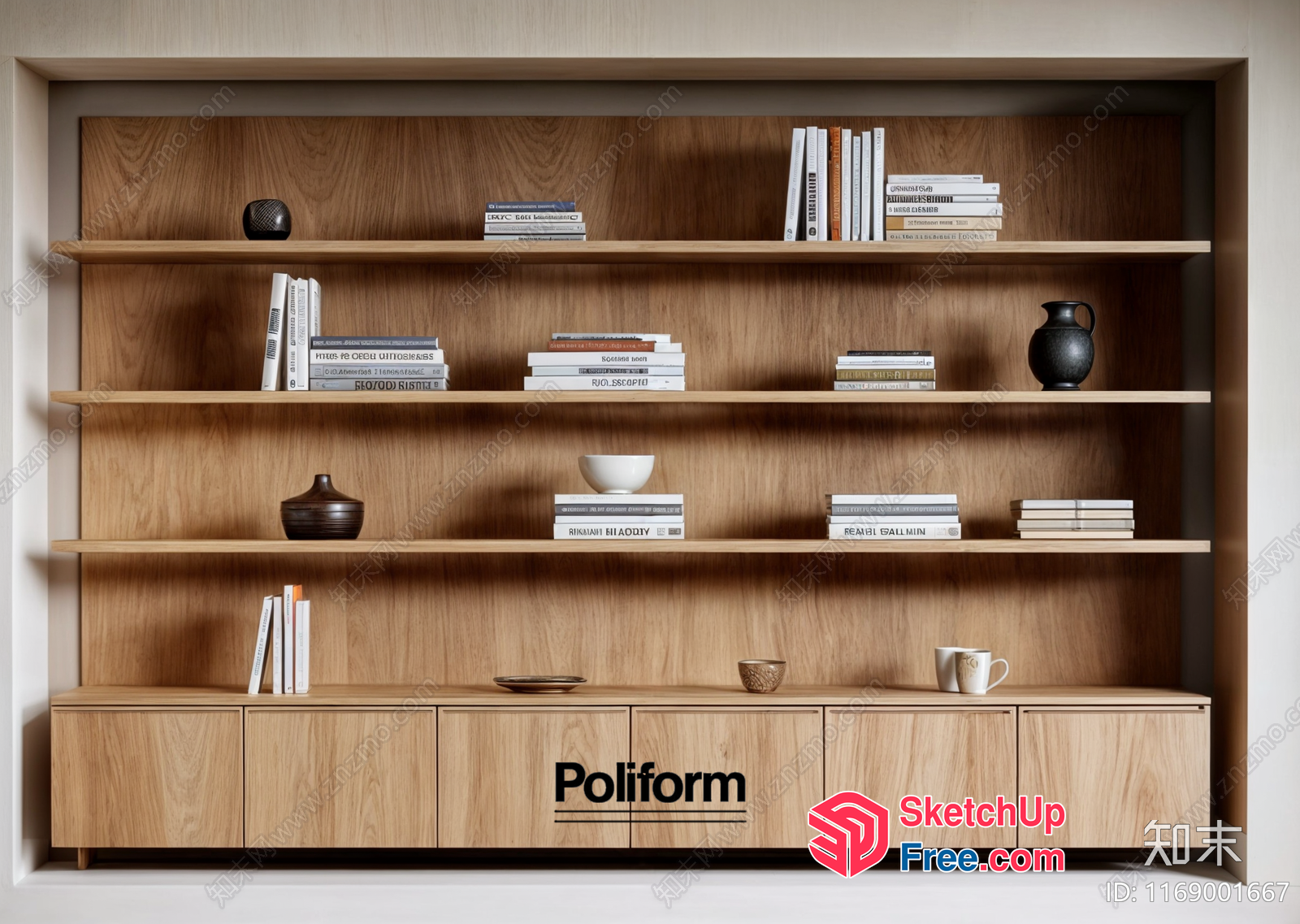 Poliform Bookcase And Cabinet Collection 3D SketchUp File